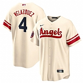 Angels 4 Andrew Velazquez Cream 2022 City Connect Cool Base Jersey Dzhi,baseball caps,new era cap wholesale,wholesale hats